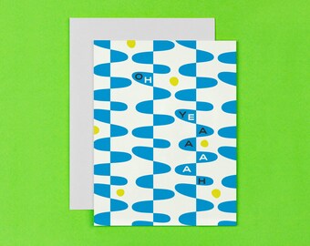 Oh Yeah Abstract Squiggle Congrats Card • by @mydarlin_bk