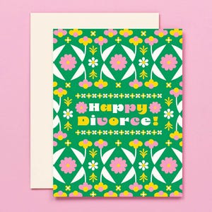 Feliz divorcio • Tarjeta de divorcio con estampado floral retro y rústico • por @mydarlin_bk