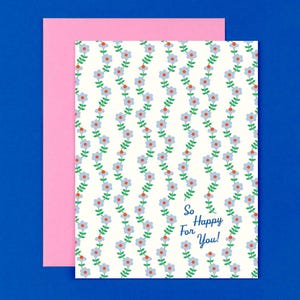 So Happy For You • Retro Blumenhochzeitskarte, Babypartykarte, Glückwunschkarte • von @mydarlin_bk