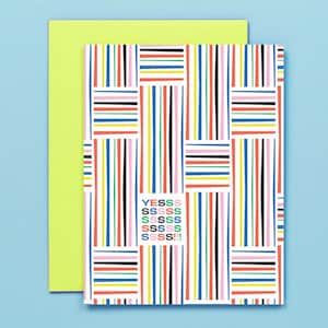 Yessss Stripes on Stripes Congrats Card • Carte de félicitations à motif de rayures abstraites colorées • par @mydarlin_bk