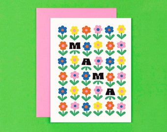 Mama Dance • Retro Flowers Midcentury Mother's Day Card • by @mydarlin_bk