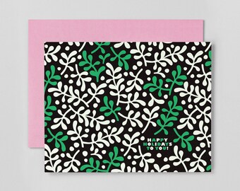 Joyeuses fêtes à vous • Carte de vacances à motif de gui enneigé ou ensemble de 8 cartes • Cartes de vacances d'hiver • par @mydarlin_bk