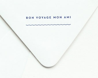 Funny Moving Card - Goodbye Card - Good Luck Card - Letterpress Card - Boat - Sail Boat - Printed Envelopes - Bon Voyage Mon Ami Notevelope