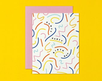 Party Party Birthday Card • Squiggles Pattern Birthday Card • Abstract Pattern Birthday Card • by @mydarlin_bk