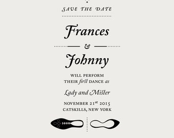 Save the Date Stamp - Custom Stamp - Personalized Rubber Stamp - Wedding Stamp - Classic Wedding Invitation - Dancing Shoes Invitation -Gene