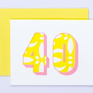 Typographie 40e anniversaire carte, 40e anniversaire, anniversaire jalon, typographie ornementale • Collection Type de bois • par @mydarlin_bk