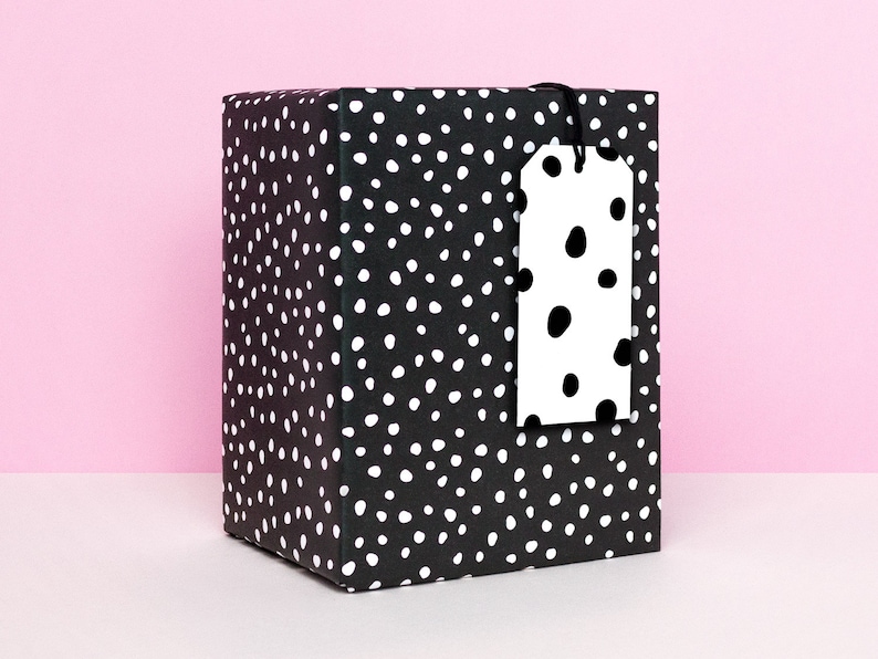 Birthday Party Wrapping Paper Polka Dot Gift Wrapping Paper Sheets Black and White Spotted Modern Wrapping Paper