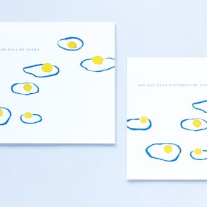 Tarjeta de cumpleaños - Tarjeta de cumpleaños divertida - Feliz cumpleaños - Regalos gastronómicos - Tarjeta de huevos - Ilustración - Tarjeta de juego de palabras lindo - Juegos de palabras - Huevos fritos