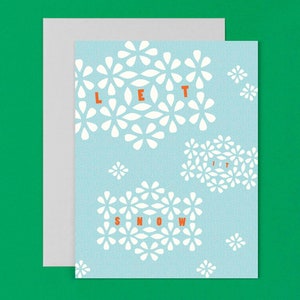 Tarjeta o juego de tarjetas navideñas Let it Snow • Tarjeta navideña Snow Flurries o juego en caja de 8 tarjetas navideñas de invierno • por @mydarlin_bk