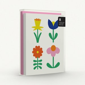 Gang of Fleurs No. 1 • Tarjeta o juego de tarjetas florales en blanco, Tarjetas botánicas minimalistas retro en blanco de Flower Friends • por @mydarlin_bk