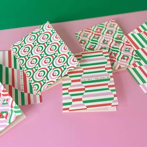 Juego de tarjetas navideñas abstractas hipnóticas • Paquete de 8 tarjetas navideñas surtidas • por @mydarlin_bk