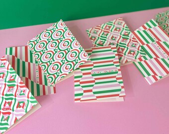 Jeu de cartes de vœux abstraites Hypnotic Holiday • Lot de 8 cartes de vœux assorties • par @mydarlin_bk