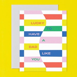 Gelukkig om een vader zoals jij te hebben, vader geluk vaderdagkaart met abstract geometrisch golvend regenboogruitpatroon • door @mydarlin_bk