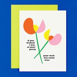 Wish Come True Tulips Bday or Party Card • Funny Birthday Card • Funny Housewarming Card • by @mydarlin_bk