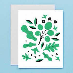 Leaves of Dad, Botanical Father's Day Card with Leaves Illustration Dad I Love Ya Plant Dad Fathers Day Card by mydarlin_bk image 2