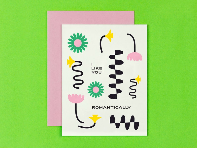 Carte Je t'aime romantiquement, carte d'anniversaire ou carte de Saint-Valentin • Carte de voeux florale • par @mydarlin_bk image 1