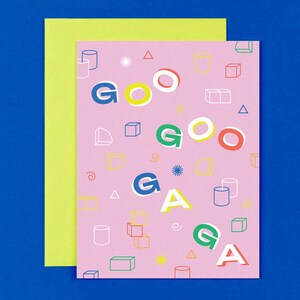 Tarjeta para recién nacido con frases de "Goo Goo Ga Ga", tarjeta para baby shower con bloques geométricos abstractos para bebé, de @mydarlin_bk