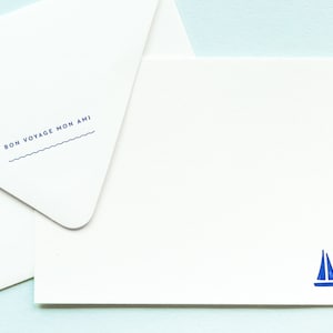 Bon Voyage Mon Ami Notevelope - Biglietto d'addio - Carta di buona fortuna - Carte tipografiche - Carte in movimento - Barca - Barca a vela - Buste stampate
