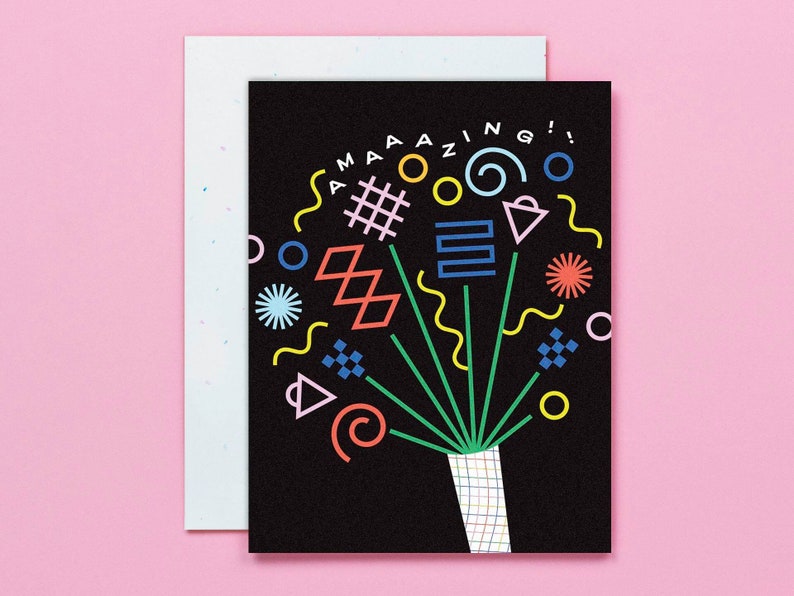 Carte de félicitations de formes de célébration • Carte de félicitations colorées géométriques abstraites, mariage, fiançailles ou remise des diplômes • par @mydarlin_bk image 2