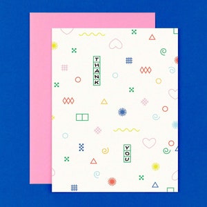 Ligne de remerciement pour le paiement • Motif de formes géométriques abstraites colorées Carte de remerciement ou jeu de cartes de remerciement • par @mydarlin_bk