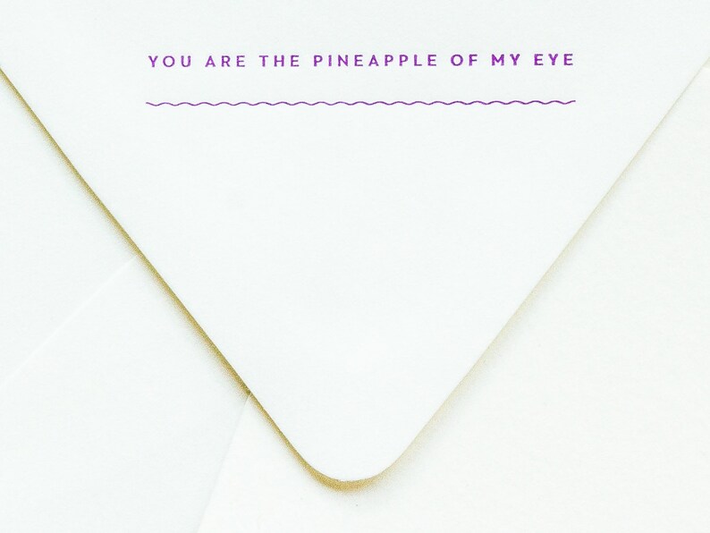 You are the Pineapple of My Eye Notevelope Love Card Tropical Valentines Day Card Be Mine Pineapple Stationery Printed Envelopes image 2