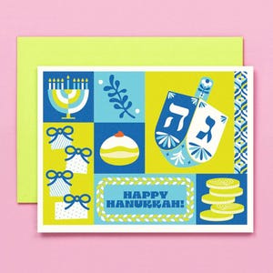 Bloc de Hanoucca • Carte de Hanoucca joyeux • Carte de Hanoucca illustrée colorée ou lot de 8 cartes • par @mydarlin_bk