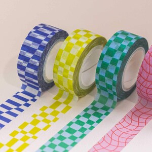 Space Time 15mm Warped Checks Washi Tape Colorful Geometric Pattern Decorative Tape Gift Wrap Tape by mydarlin_bk image 3