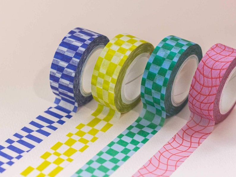 Space Time 15mm Warped Checks Washi Tape Colorful Geometric Pattern Decorative Tape Gift Wrap Tape by mydarlin_bk image 3