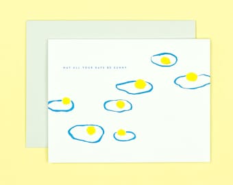 Thinking of You Card - Good Luck Card - Engagement Card - Funny Cards - Food Cards Sunny Side Up Eggs Egg Card - May All Your Days Be Sunny