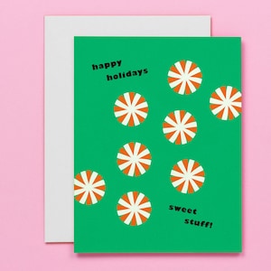 Cosas dulces y mentas (sustantivos sin sentido...) • Linda tarjeta navideña de dulces felices fiestas o juego de tarjetas navideñas • por @mydarlin_bk