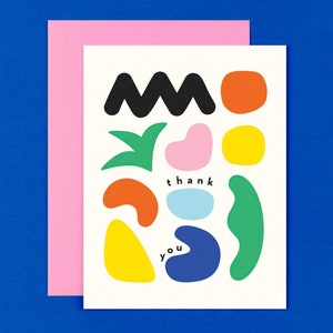 Thank You Shapes No. 2 • Bunte Abstrakte Formen Komposition Dankeskarte oder Dankeskarten Set • von @mydarlin_bk
