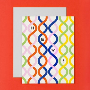Hé arc-en-ciel spirales géométrique salut ou bonjour carte de vœux • par @mydarlin_bk