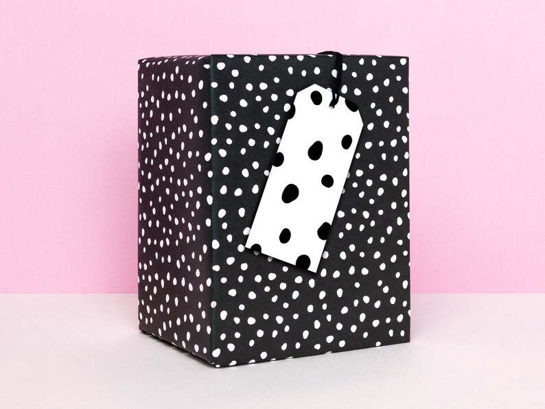 Birthday Party Wrapping Paper Polka Dot Gift Wrapping Paper Sheets Black and White Spotted Modern Wrapping Paper
