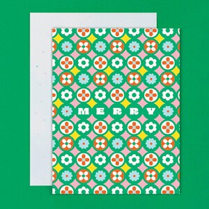 Tarjeta navideña con motivos florales de Razzle Dazzle Merry • Tarjeta navideña con motivos florales retro o juego de 8 tarjetas navideñas • por @mydarlin_bk