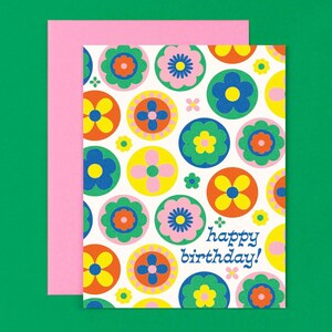 Folk Fleurs • Flores de arte popular com florais retrô Cartão de aniversário • por @mydarlin_bk