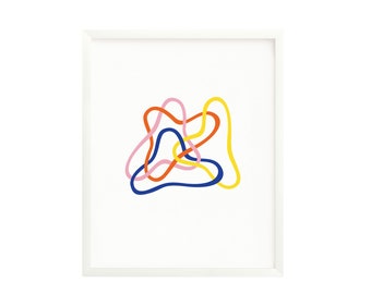 Tangled Squiggle Abstract Art Print, Bright Colorful Wall Art, Housewarming Gift, Giclée Art Print • by @mydarlin_bk