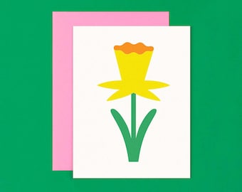 Flower Friend No. 5, Darlin' Daphne Daffodil Botanical Blank Art Card • by @mydarlin_bk