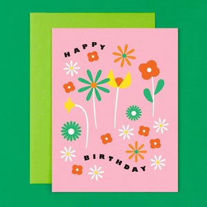 Flores de Aniversário • Cartão de Aniversário Floral Retrô • por @mydarlin_bk