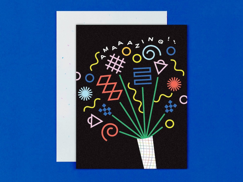 Carte de félicitations de formes de célébration • Carte de félicitations colorées géométriques abstraites, mariage, fiançailles ou remise des diplômes • par @mydarlin_bk image 1