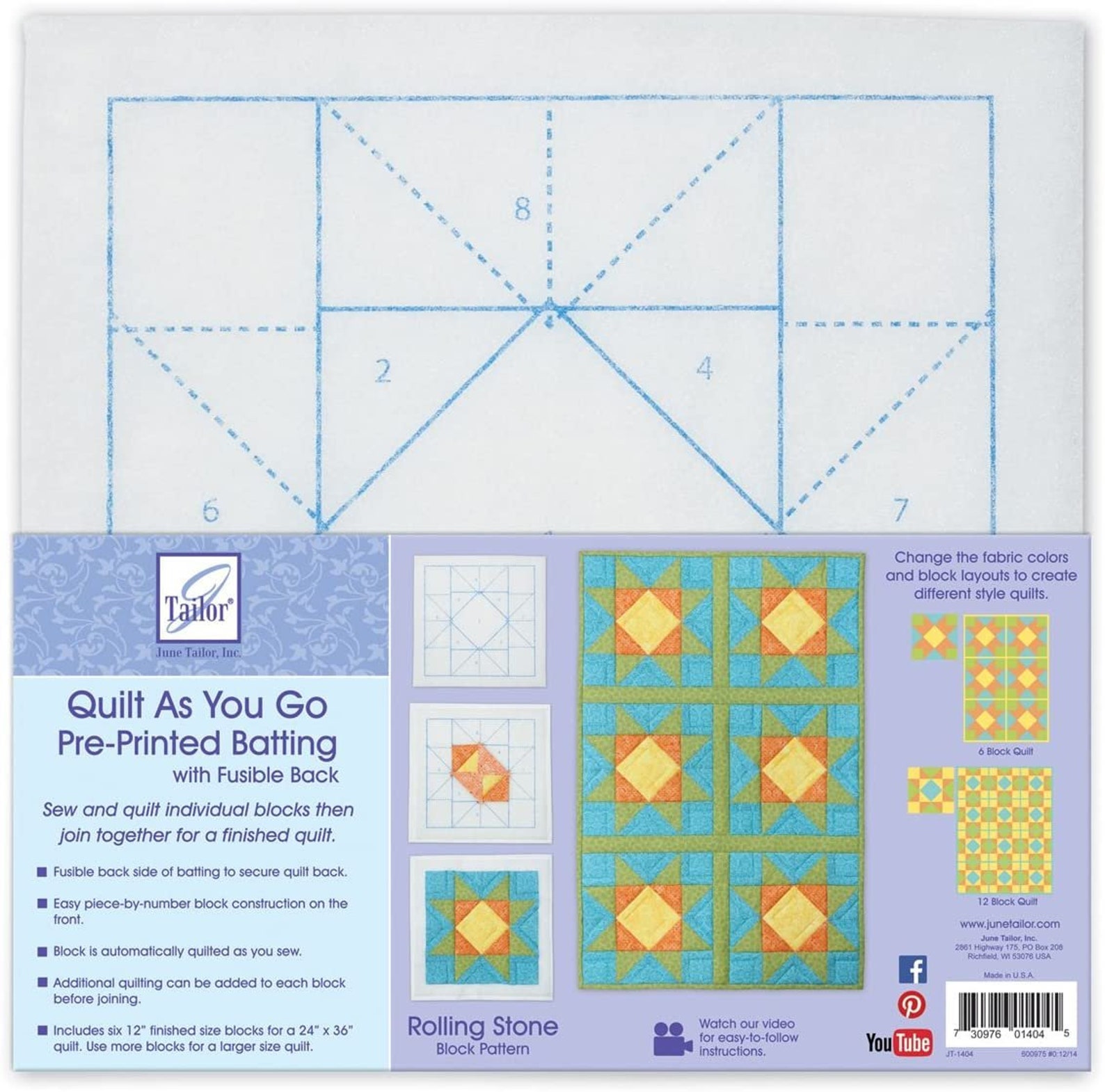 June Tailor Quilt as You Go Rolling Stone Quilt Pattern Etsy