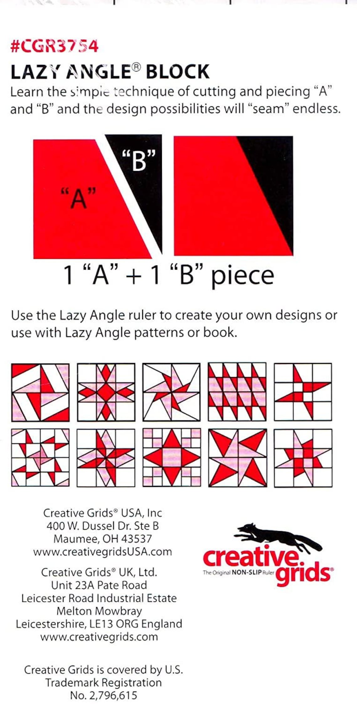 Creative Grids Lazy Angle Quilting Ruler Template CGR3754 Etsy creative-grids-lazy-angle-quilting-ruler-template-cgr3754-etsy