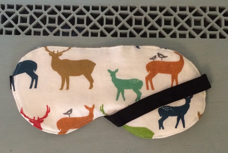 Animal eye pillow blindfold 100/% certified organic travel accessory sleeping mask Woodland Deer Organic Cotton Sleep Mask Hunter
