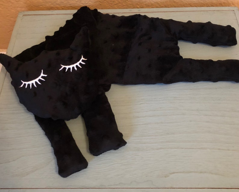 Black Cat Minky Aromatherapy Neck And Shoulder Microwave Etsy