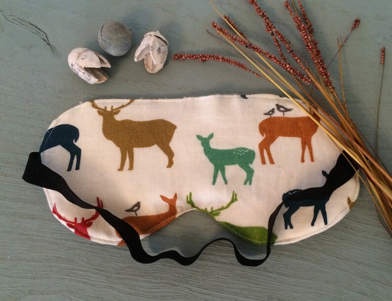 Animal eye pillow blindfold 100/% certified organic travel accessory sleeping mask Woodland Deer Organic Cotton Sleep Mask Hunter