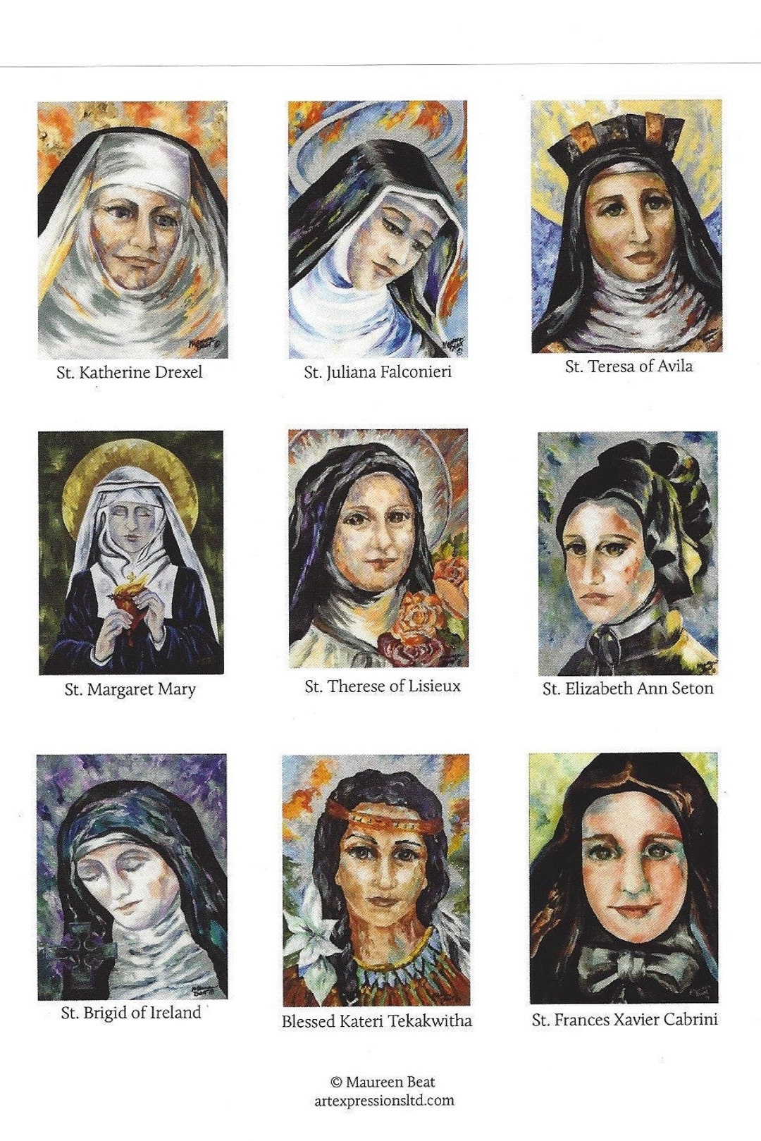 Catholic Female Saints Notecards -  Canada