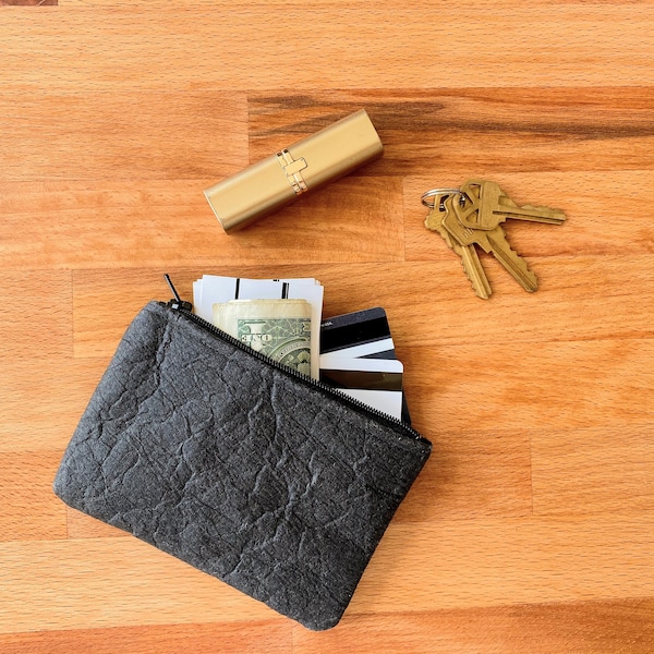 Vegan Leather Mini Wallet, Faux Leather Small Wallet, Money Pouch, Card Holder, Coin Pouch, Pinatex Wallet