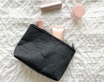 Vegan Leather Makeup Bag, Pinatex Bag, Cosmetic Bag, Makeup Pouch