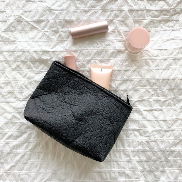 Vegan Leather Makeup Bag, Pinatex Bag, Cosmetic Bag, Makeup Pouch