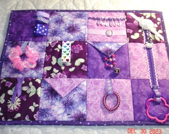 Purple Butterflies & Flowers Fidget Activity Tactile Sensory Quilt Blanket Alzheimer's autistic dementia anxiety brain trauma