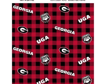 Fabric: NEW 100% Quilting Cotton 'Sykel Enterprises - College Cottons - NCAA Georgia Bulldogs - Red - Cotton Fabric by the Yard GA-1178